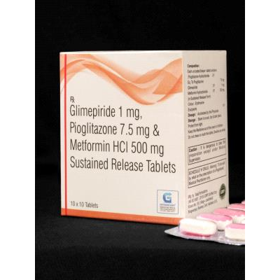 Glimepiride 1mg,Pioglitazone 7.5mg & Metformine HCL 500mg(SR) Tab