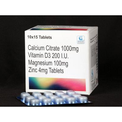 Calcium Citrate 1000mg Vitamin D3 200 IU Magnessium 100mg Zinc 4mg Tablets