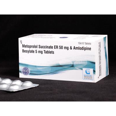 Metoprolol Succinate ER 50 Mg & Amlodipine  Besylate 5 Mg Tablets