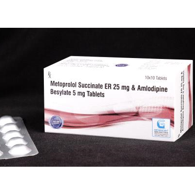 Metoprolol Succinate ER 25 Mg & Amlodipine Besylate 5 Mg Tablets