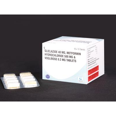 Gliclazide 40 Mg,Metformin Hydrochloride 500 Mg & Voglibose 0.2 Mg Tab