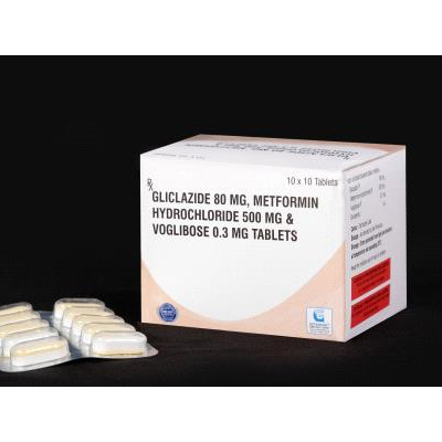 Gliclazide 80 Mg,Metformin Hydrochloride 500 Mg & Voglibose 0.3 Mg Tab
