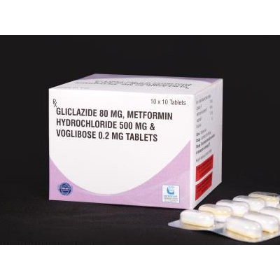 Gliclazide 80 Mg,Metformin Hydrochloride 500 Mg & Voglibose 0.2 Mg Tab