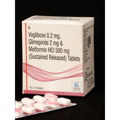 Voglibose 0.2mg, Glimepiride 2mg & Metformin HCI 500mg Tablets