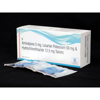 Amlodipine 5 mg, Losartan Potassium 50 mg & Hydrochlorothiazide 12.5 mg Tablets